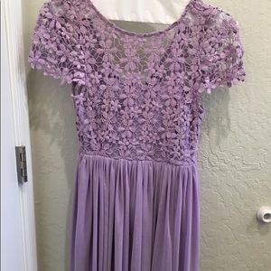 Lavender V back lace dress